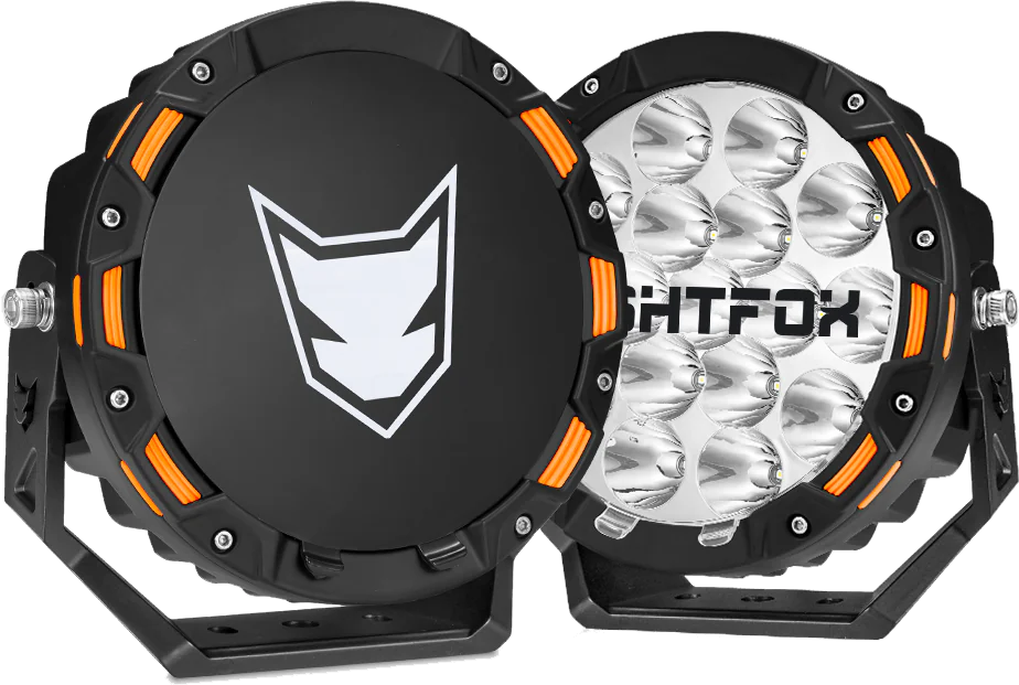 Lightfox ICONIC Series 7.5inch LED Driving Lights 1Lux@816m IP68 12,603 Lumens Set - Incl Wiring Harness