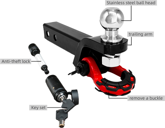 TerraTrek Tow Hitch With Recovery Shackle Including Lock Pin