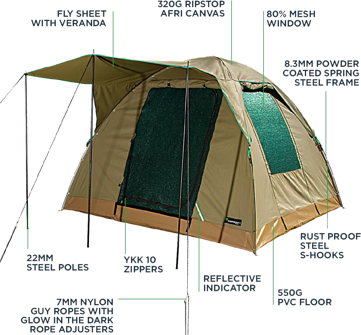 KAUFMANN X AFRI CANVAS DOME TENT 3x3 W/T FLY SHEET