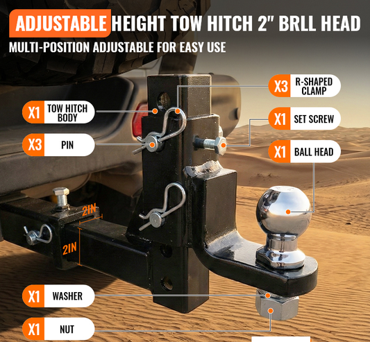 TerraTrek 6" Adjustable Tow Hitch Drop/Lift Mount