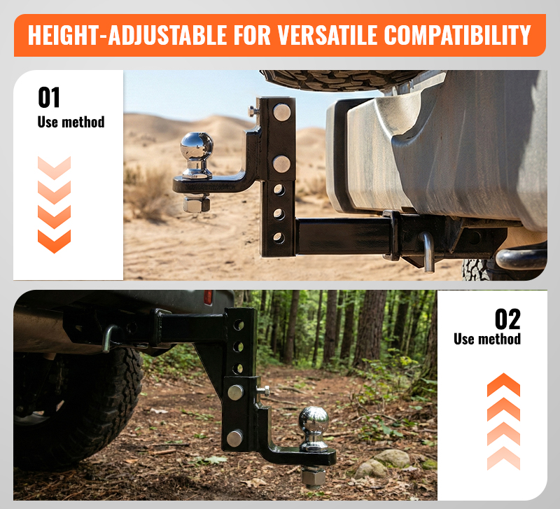 TerraTrek 6" Adjustable Tow Hitch Drop/Lift Mount