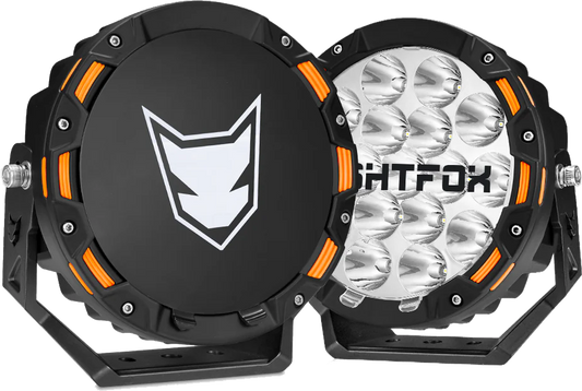 Lightfox ICONIC Series 7.5inch LED Driving Lights 1Lux@816m IP68 12,603 Lumens Set - Incl Wiring Harness