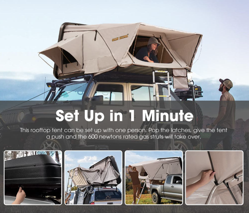 SAN HIMA Side Opening King Size Roof Top Tent Hardshell