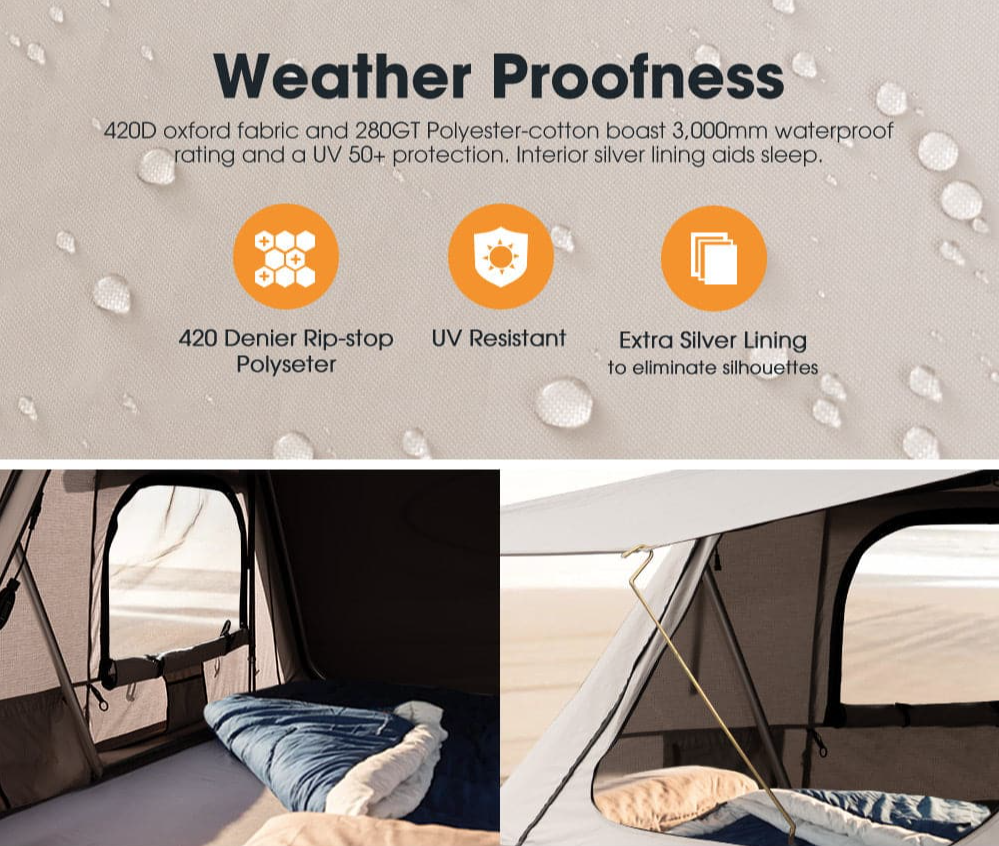 SAN HIMA Side Opening King Size Roof Top Tent Hardshell