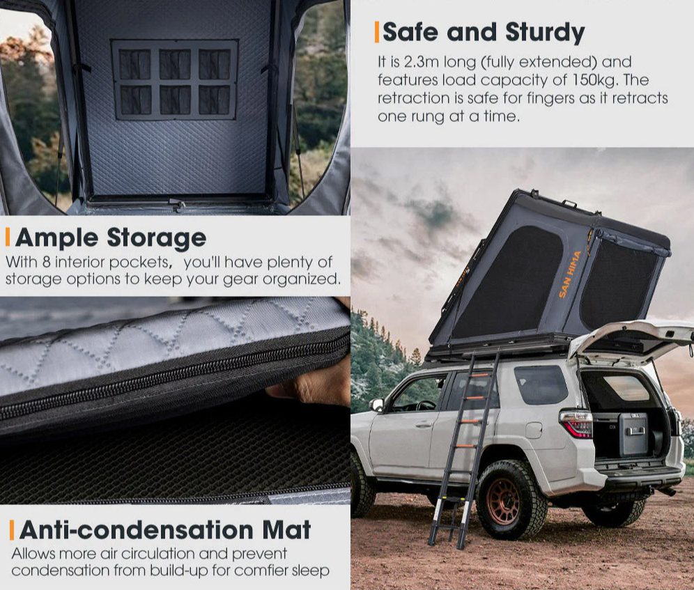 San Hima 2nd Generation Roof Top Tent Hardshell With Ladder