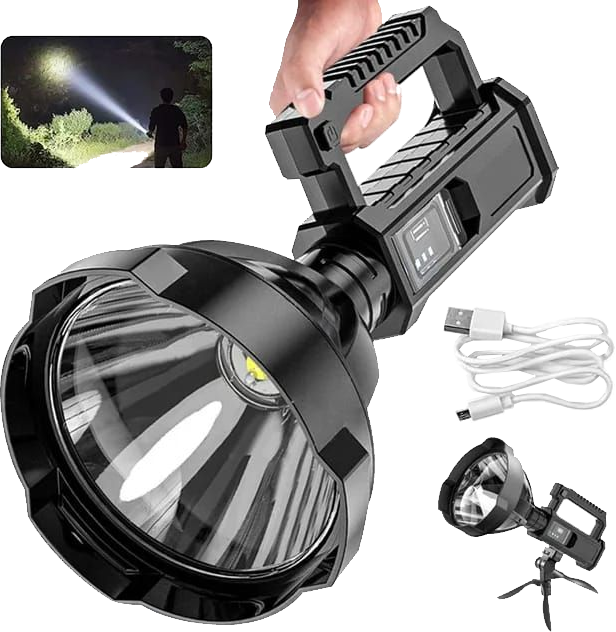 TerraTrek 3000 Lumens Long Range Rechargeable Flashlight With Stand