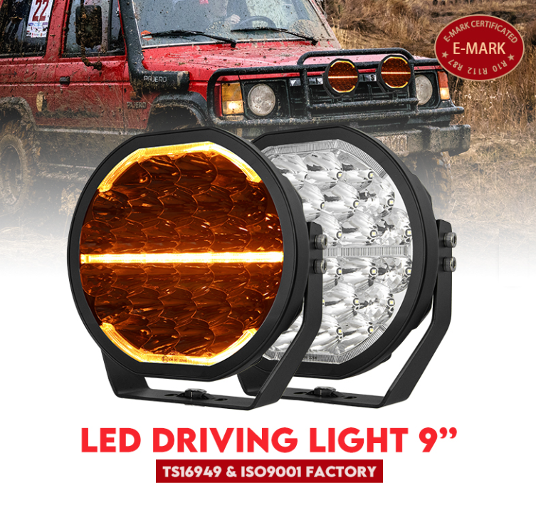 TerraTrek 9" DRL 300W 28 000lm 1000m High Power Spot Light Set Incl Harness