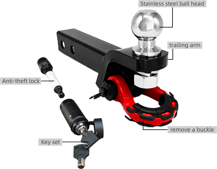 TerraTrek Tow Hitch With Recovery Shackle Including Lock Pin
