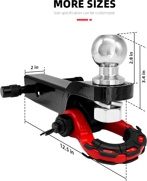 TerraTrek Tow Hitch With Recovery Shackle Including Lock Pin